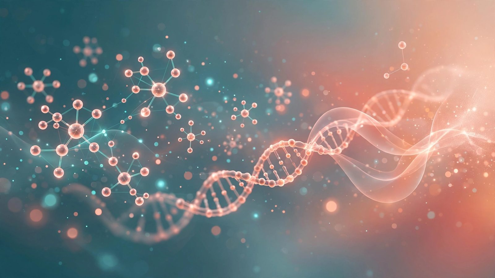 Abstract illustration of molecules and DNA