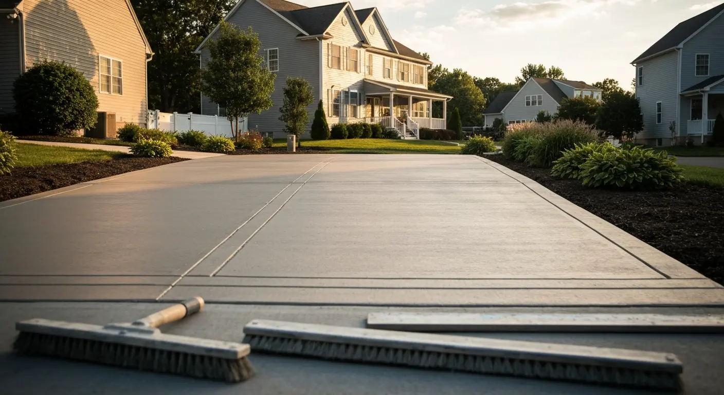 Finished concrete driveway
