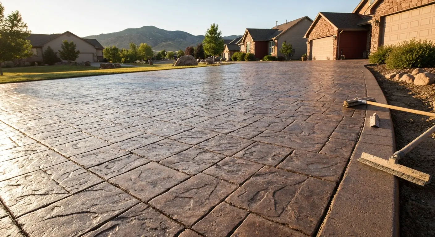 Stamped concrete driveway