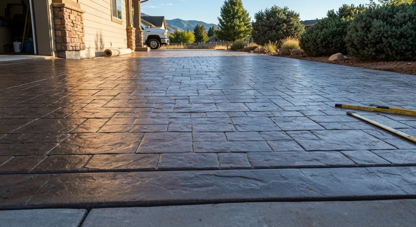 Stamped concrete driveway
