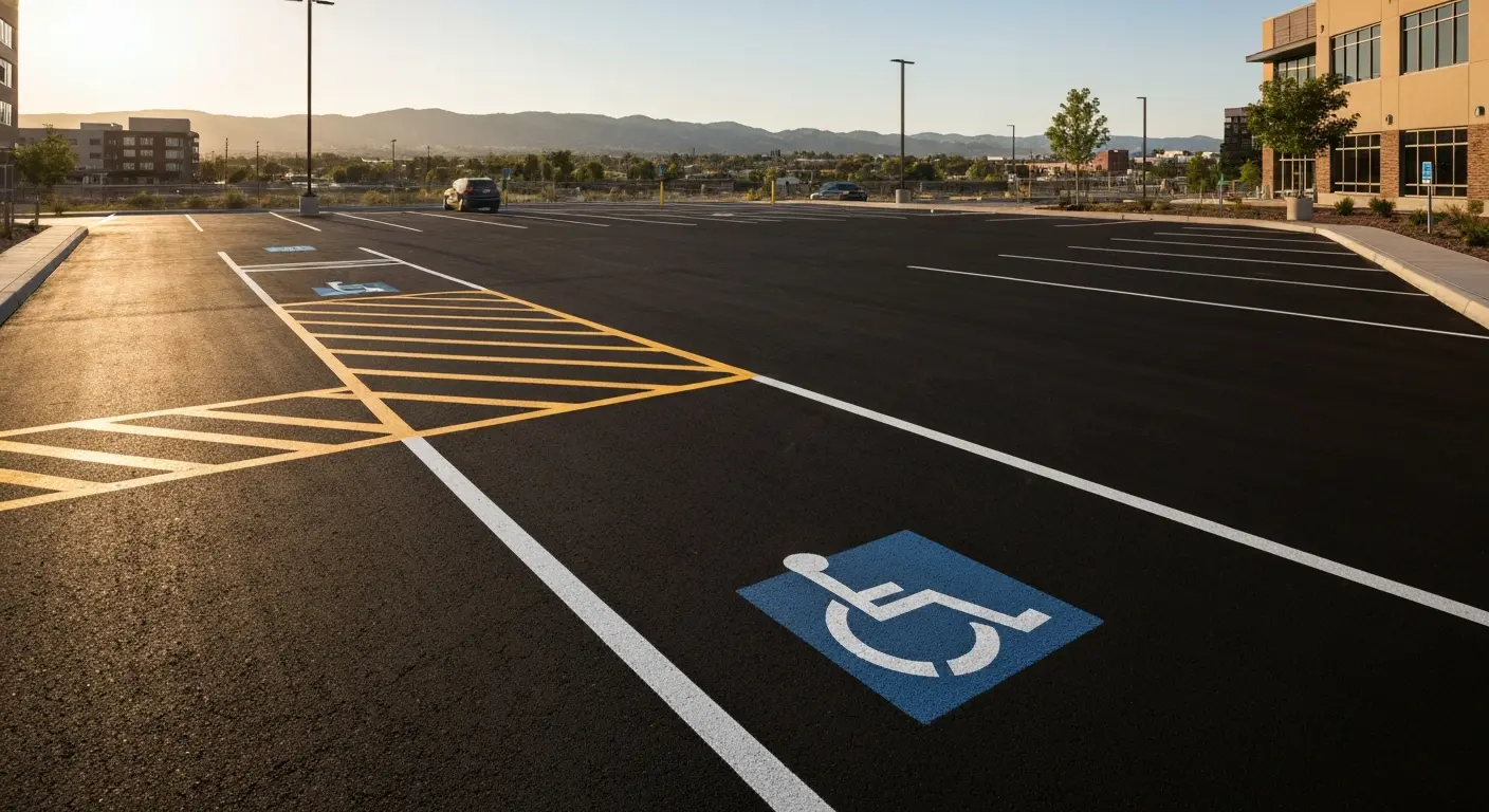Commercial asphalt parking lot