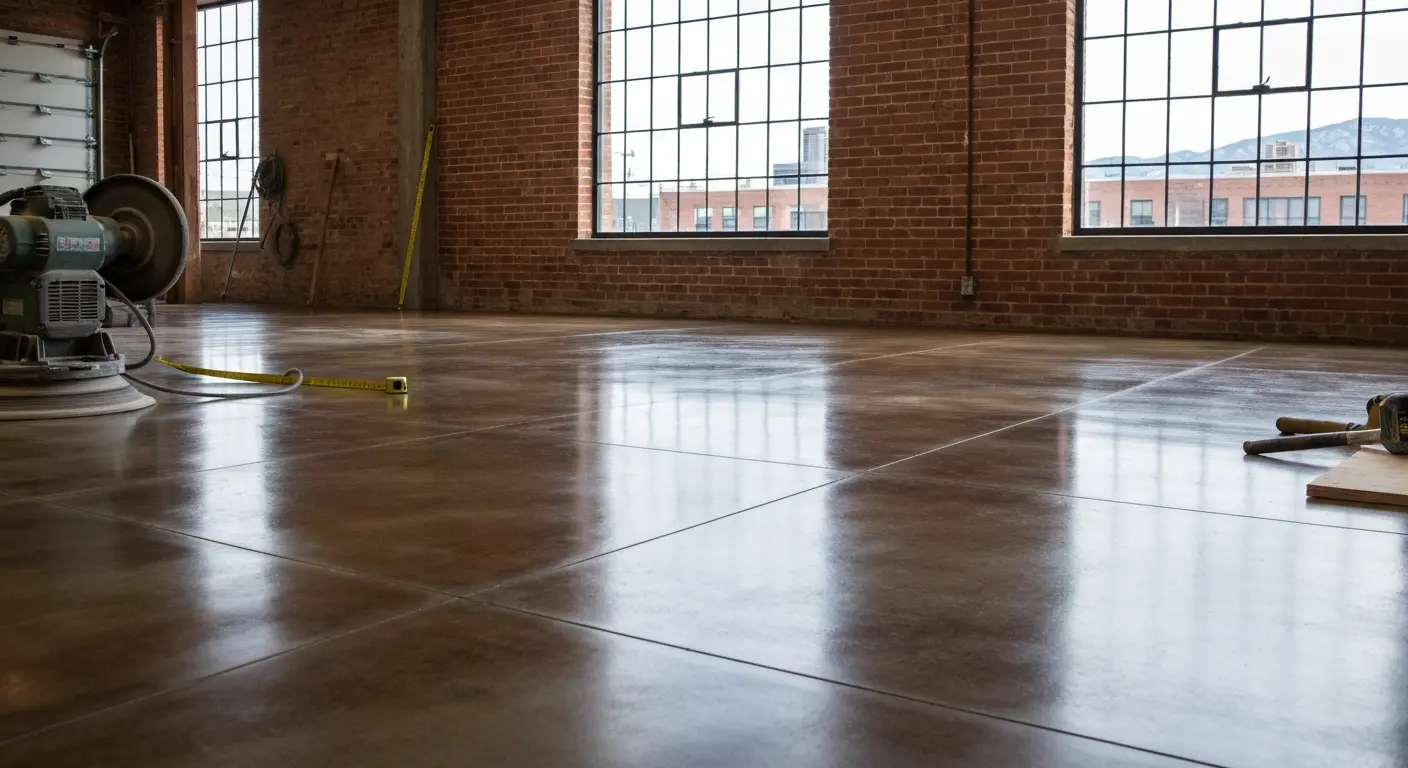 Stained concrete retail floor in downtown Denver