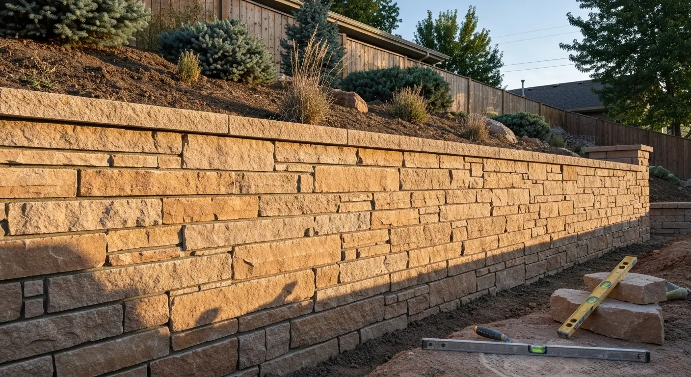 Stone retaining wall