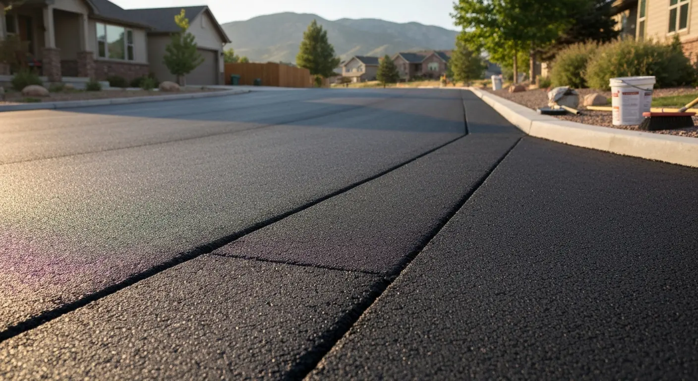 New asphalt driveway installation