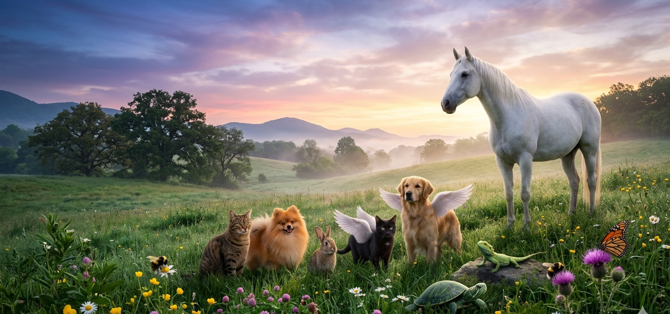 Heavenly field with animals