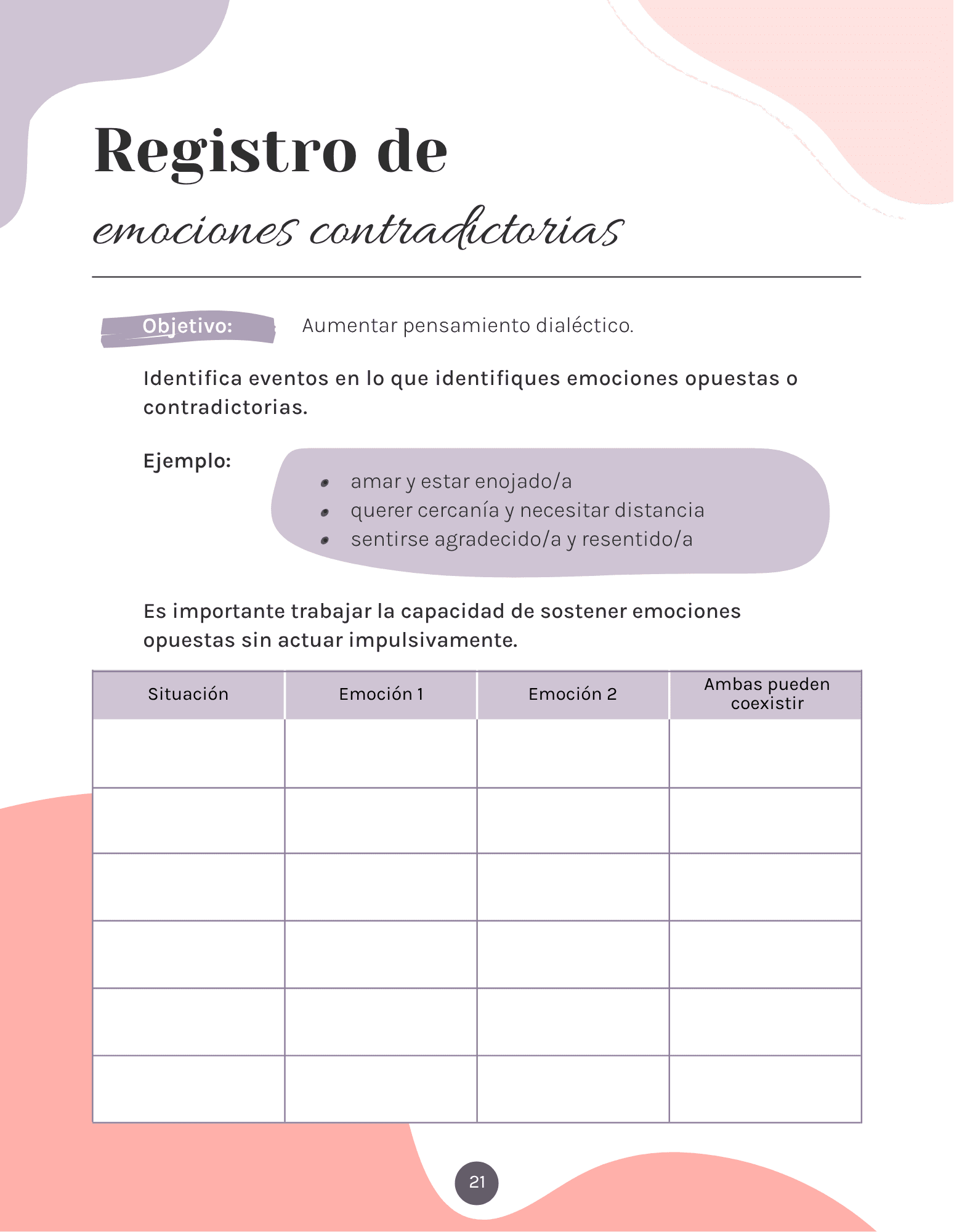 Página de ejercicio para llenar