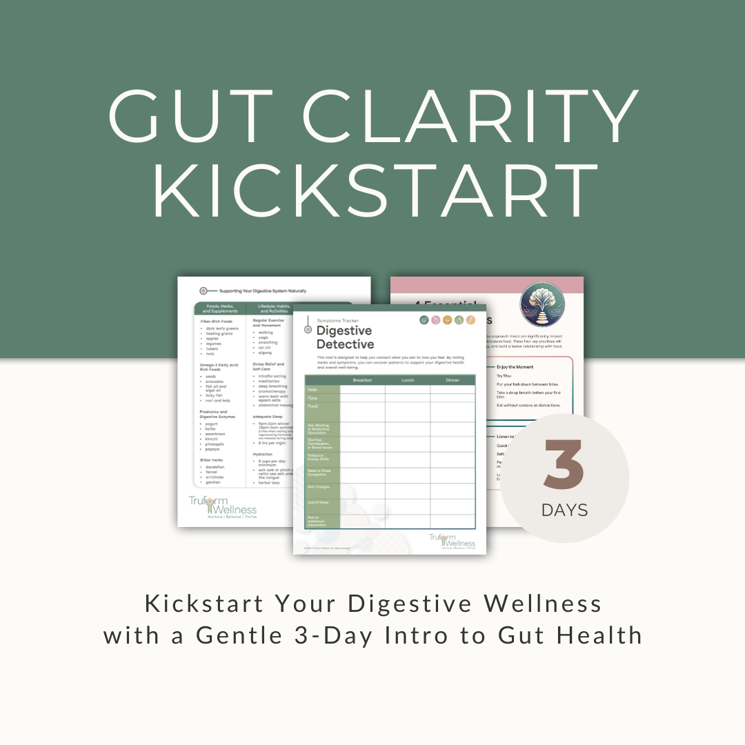 Gut Clarity Kickstart online course cover image with text 'Kickstart Your Digestive Wellness with a Gentle 3-Day Intro to Gut Health'
