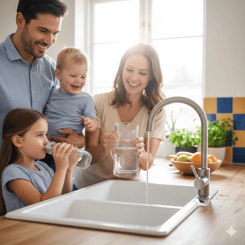 Familia de New Jersey usando filtro de agua Aquafeel