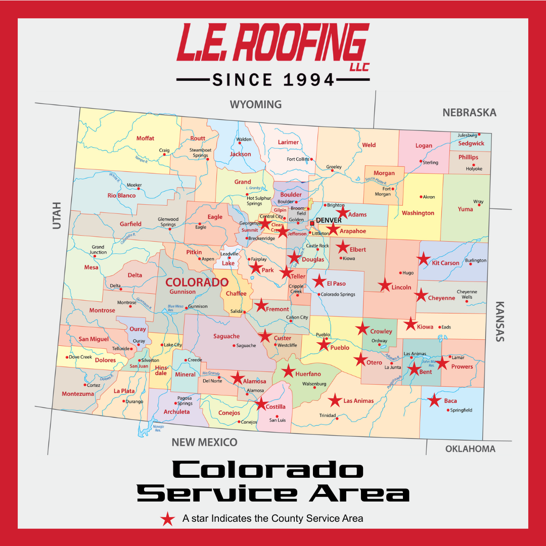 Service areas for LE Roofing