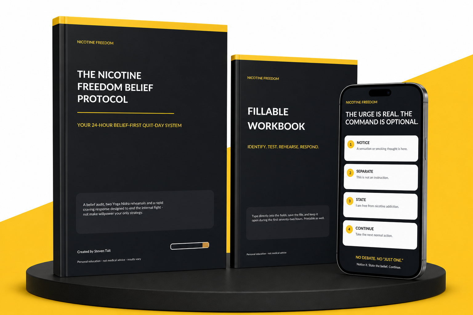 Nicotine Freedom Protocol guide, workbook and mobile craving card
