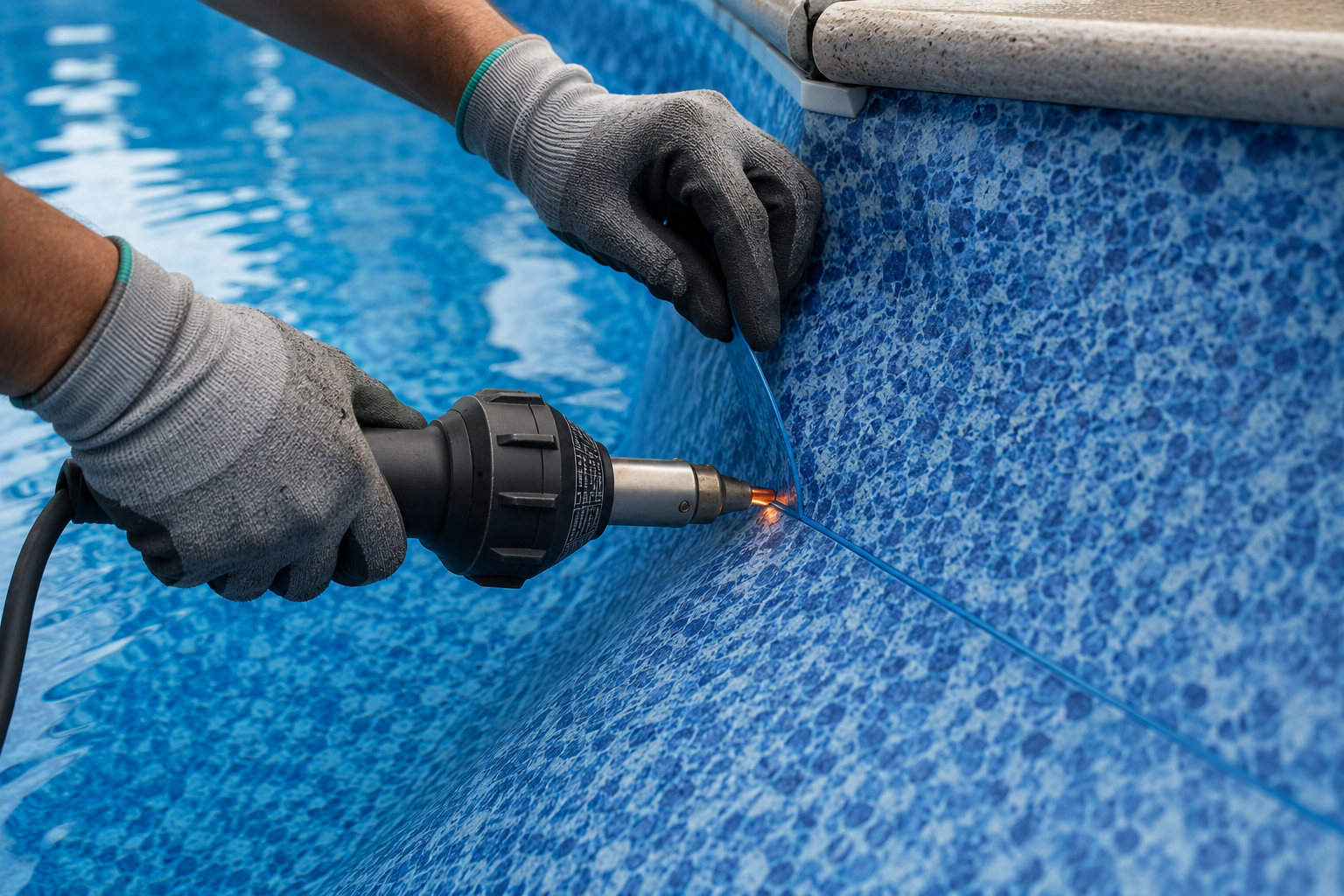 Soudure de toile sur place par Piscines Boileau