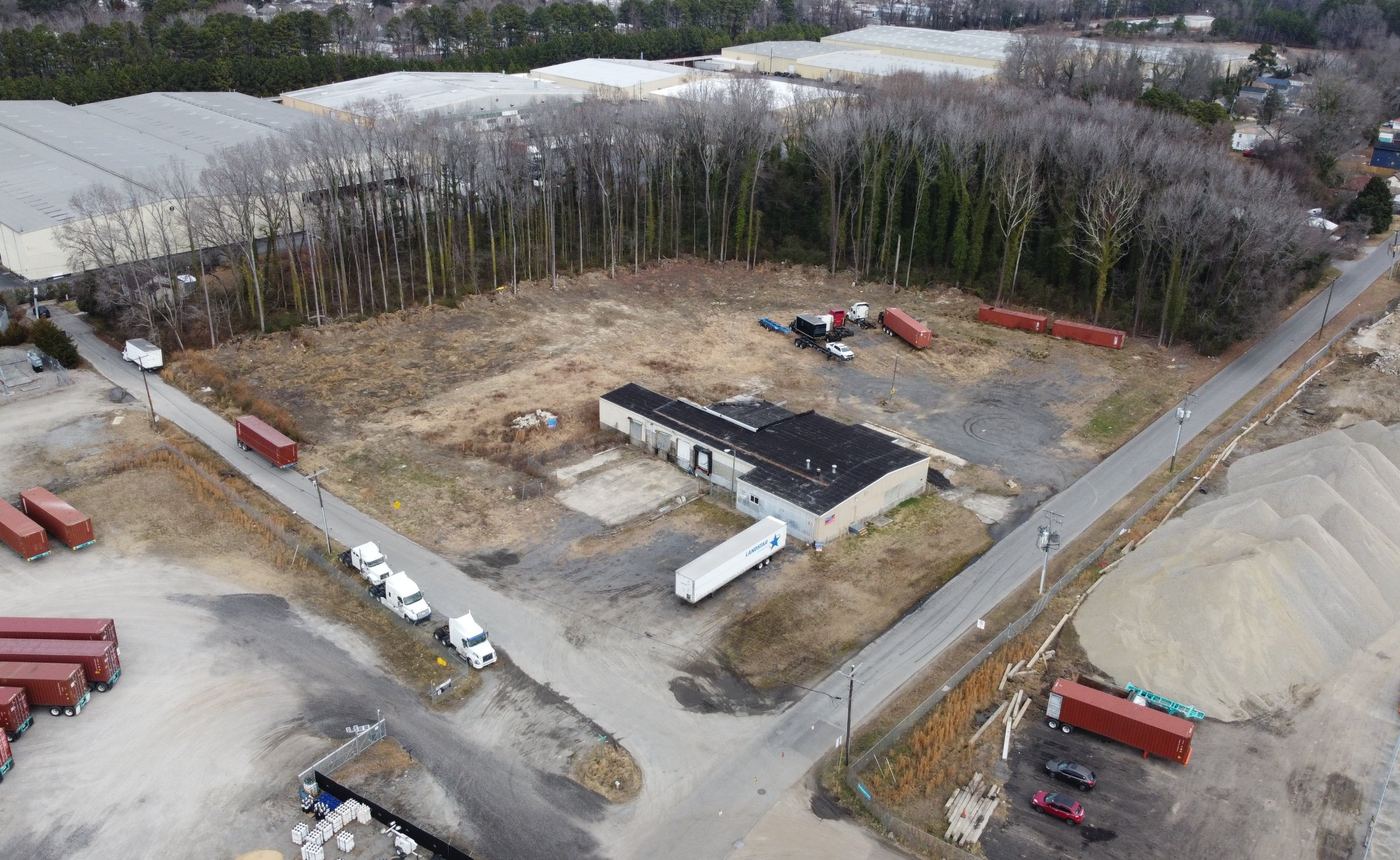 Aerial view of the industrial yard at 306 Roanoke Street, Suffolk