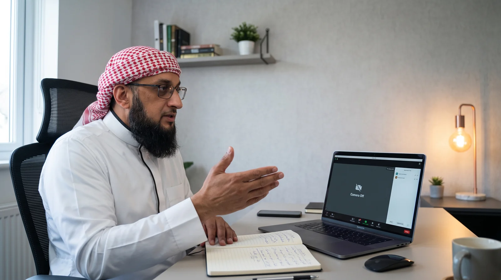 Shaykh Mohammed explaining the daily adhkar during an online one to one consultation