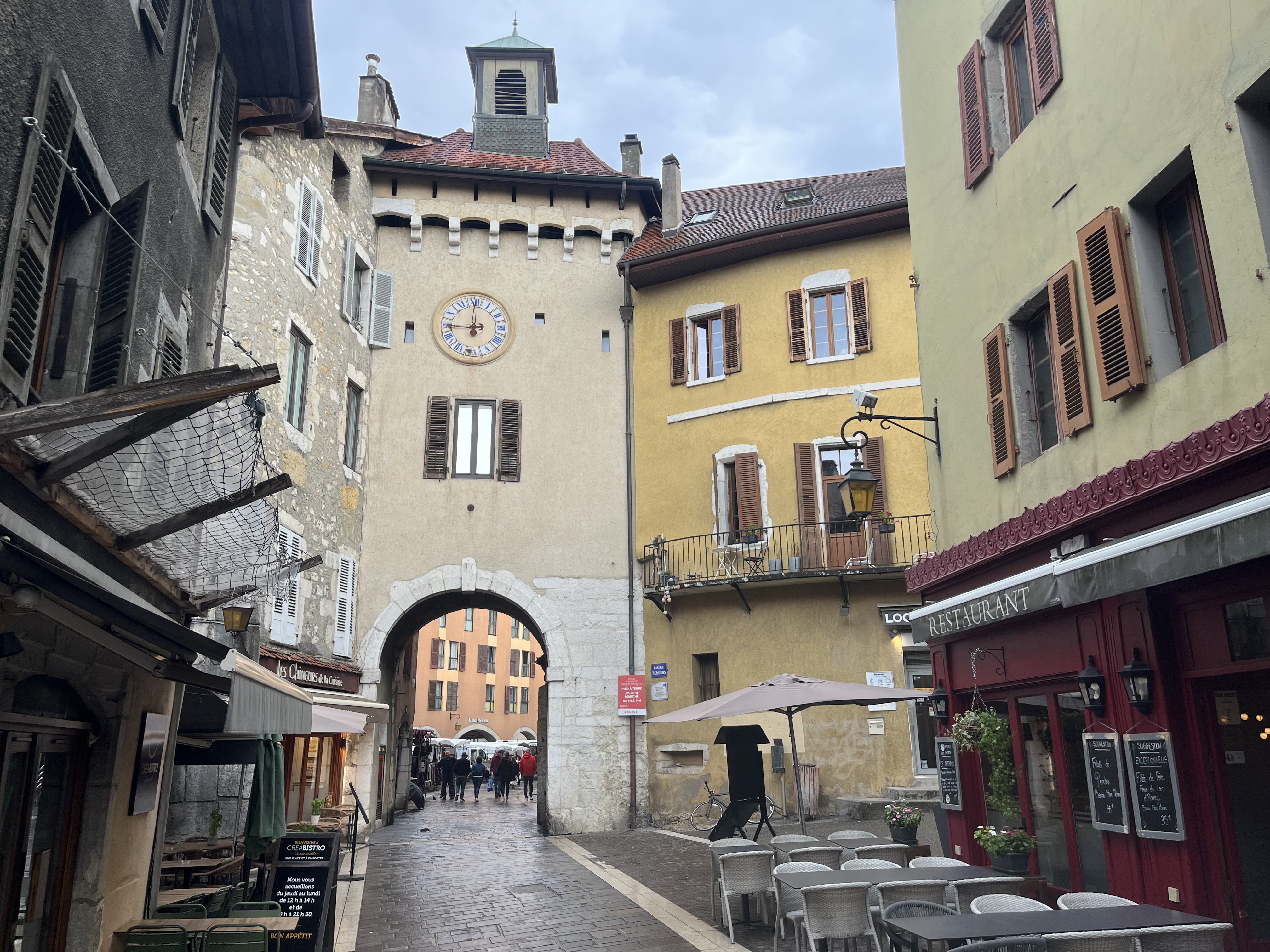 Medieval clock gate tower in Annecy old town