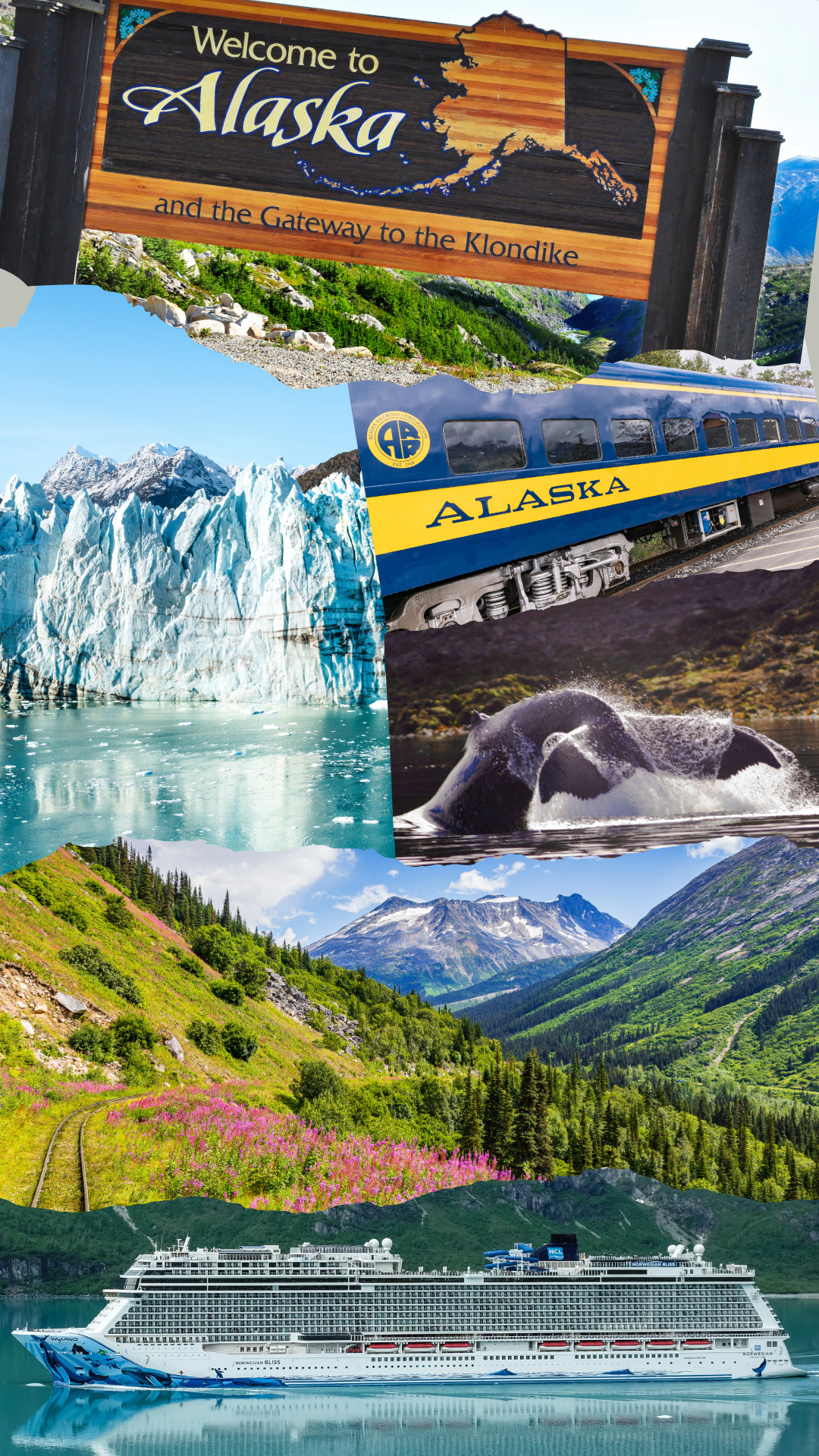 Alaska cruise and landscape photo collage