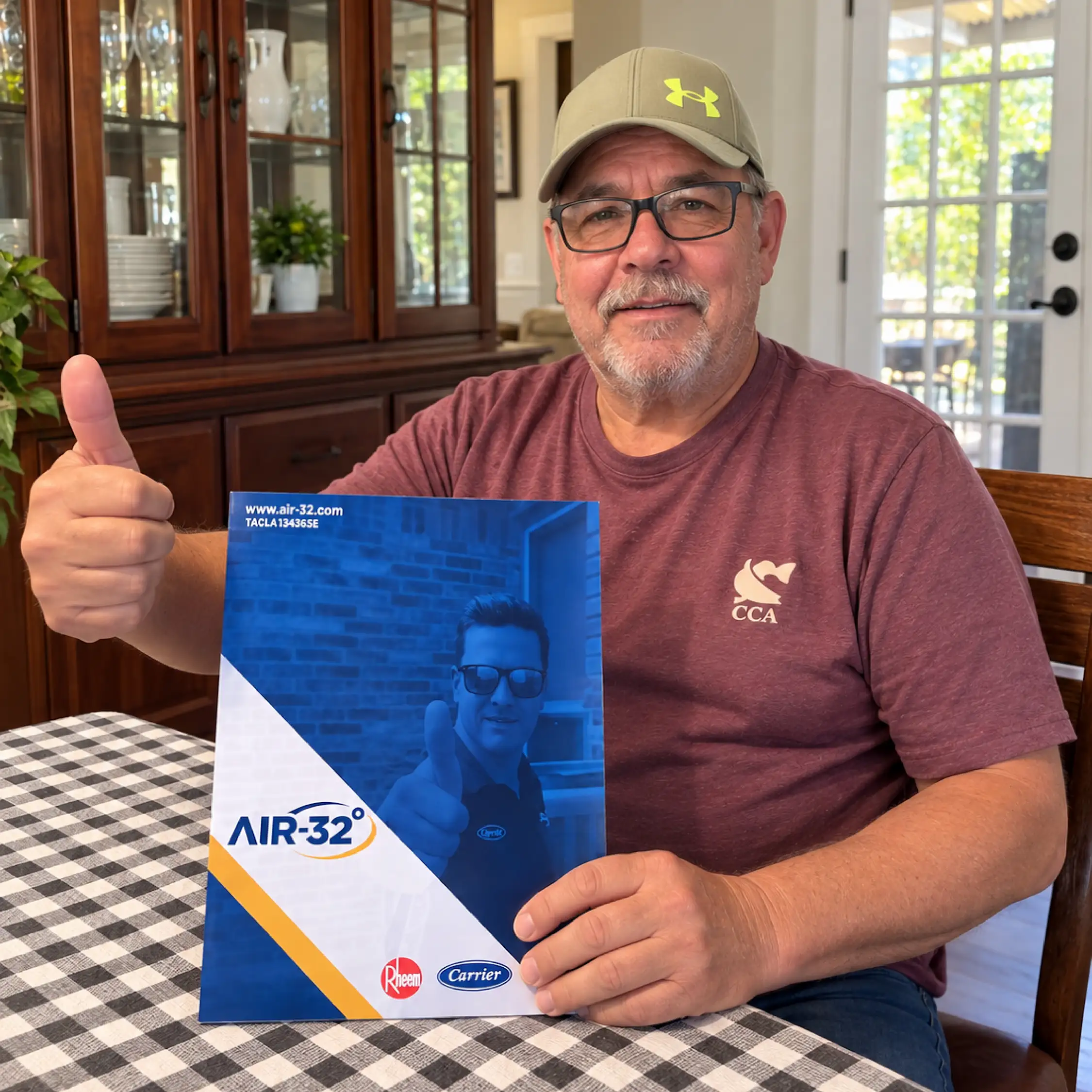 Happy customer next to his equipment