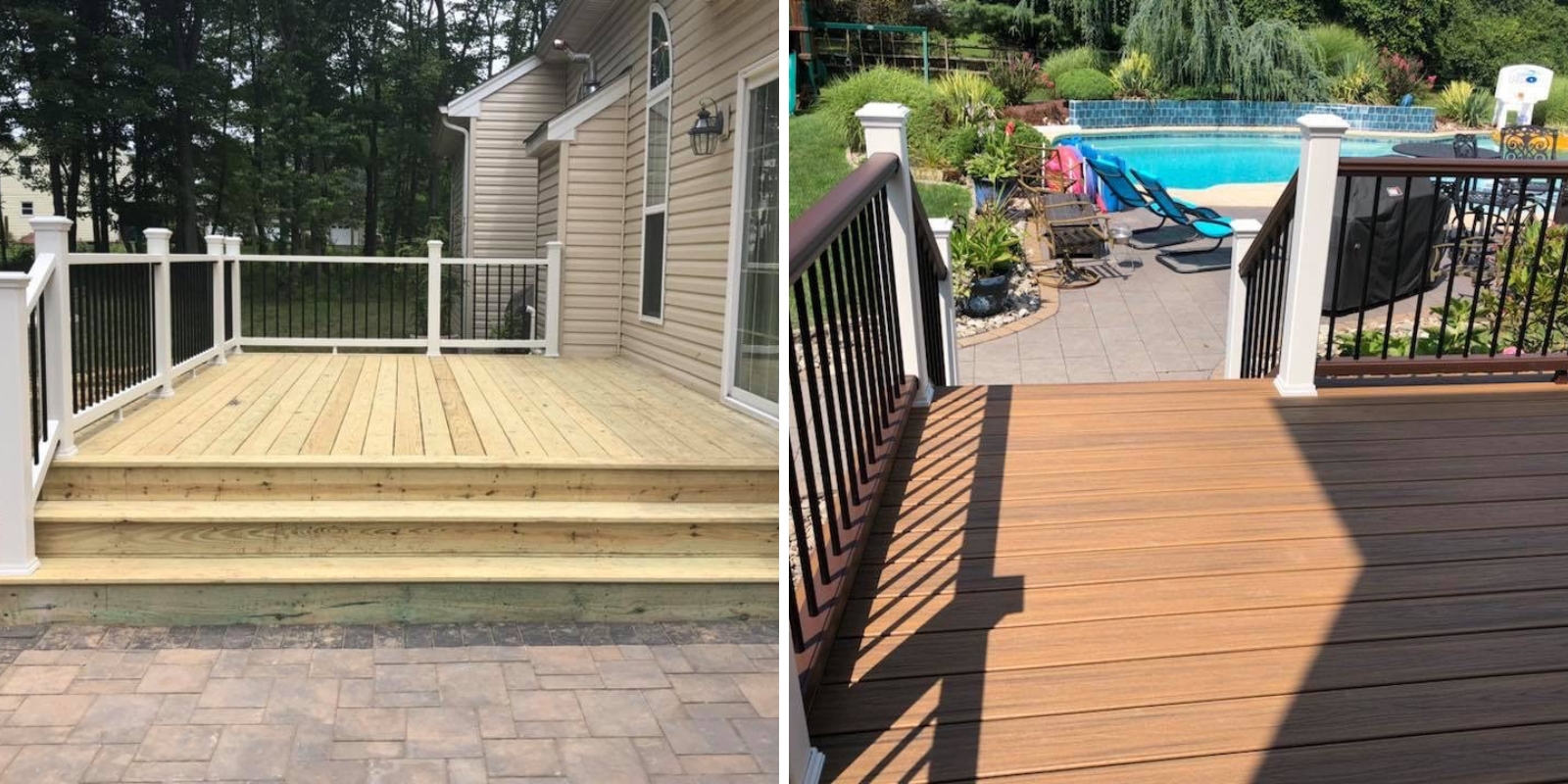 Composite decking installation in Bucks County by Guerrero Landscape Inc.