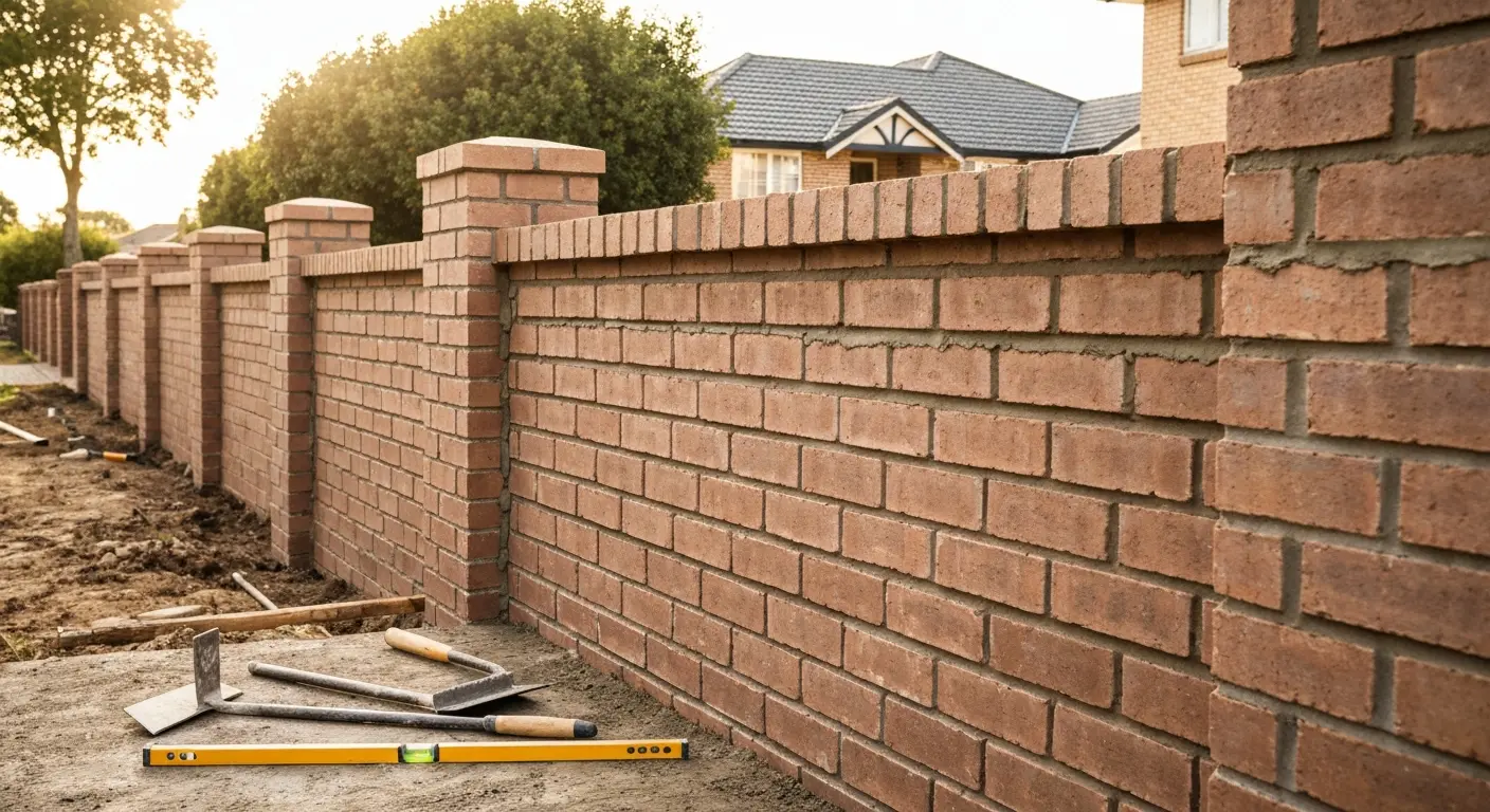Masonry perimeter wall on residential property