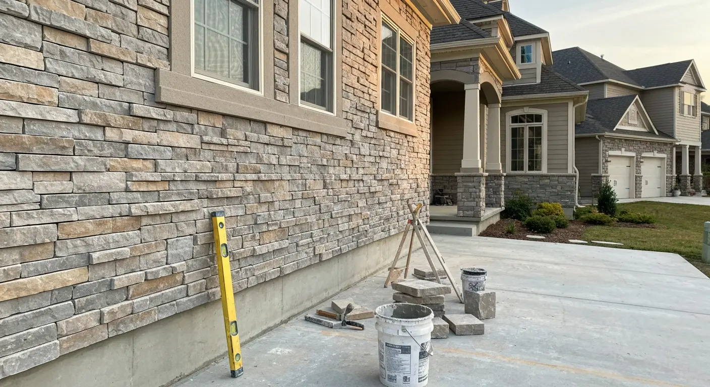 Stone veneer installation