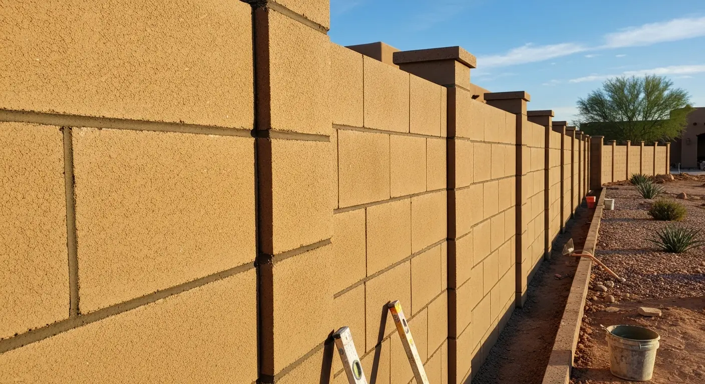 Masonry fence wall installation