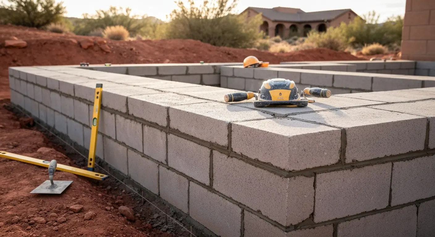 Masonry stemwall and foundation detail