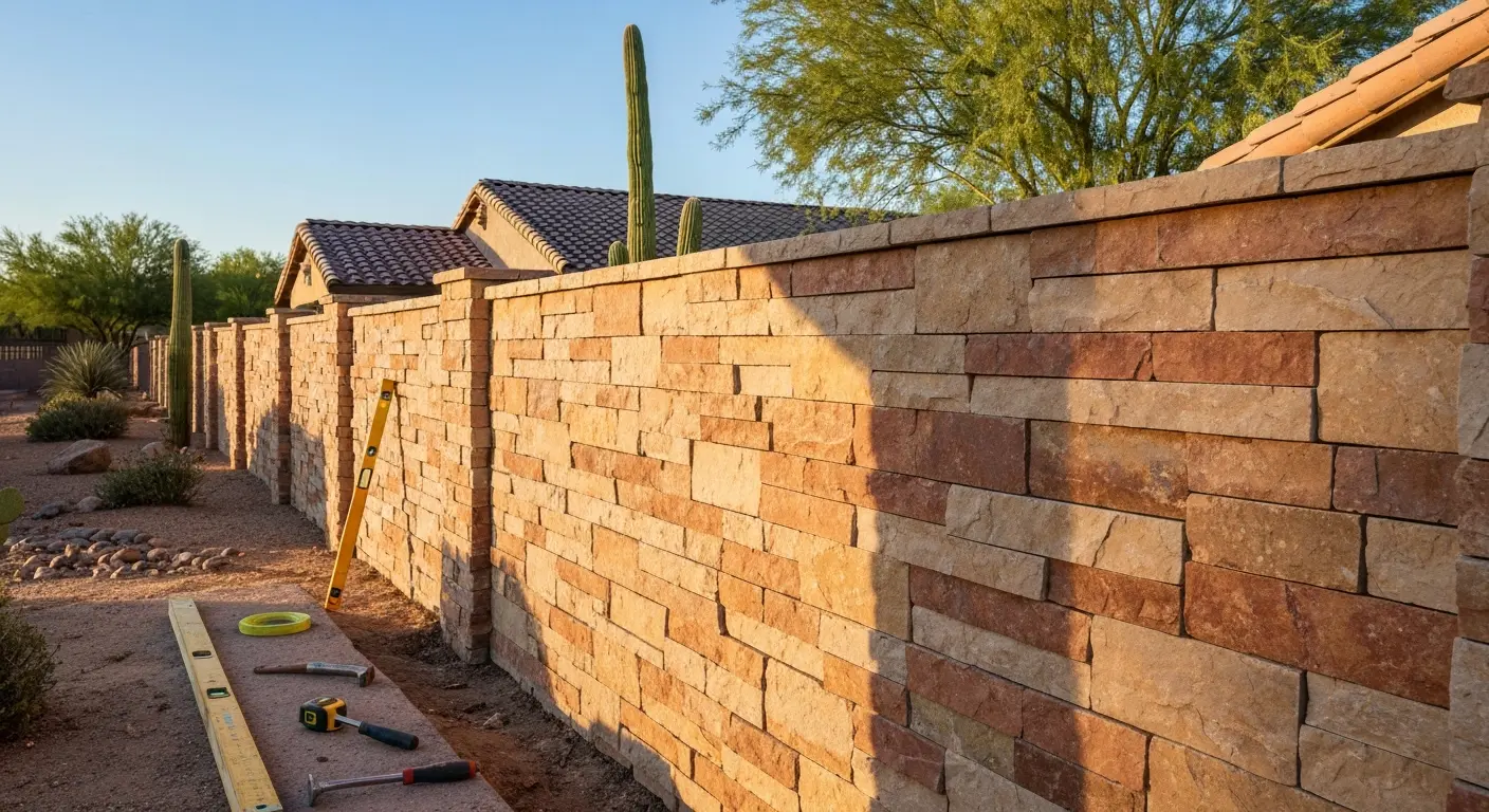 Privacy masonry fence wall