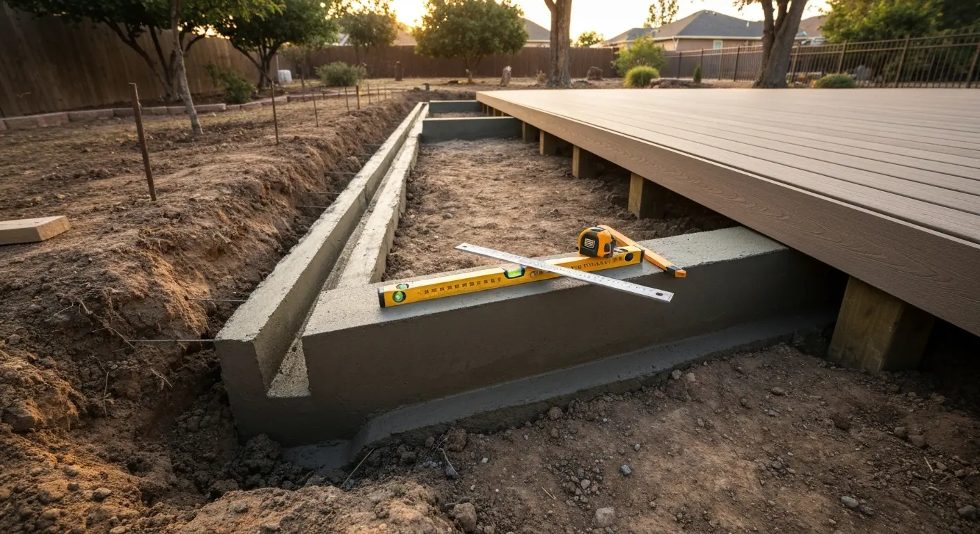 Pool deck footings