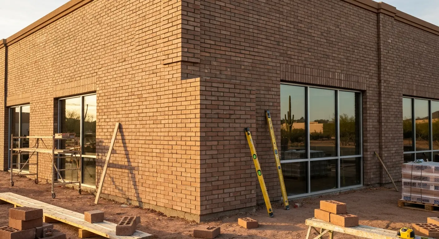 Commercial brick building construction