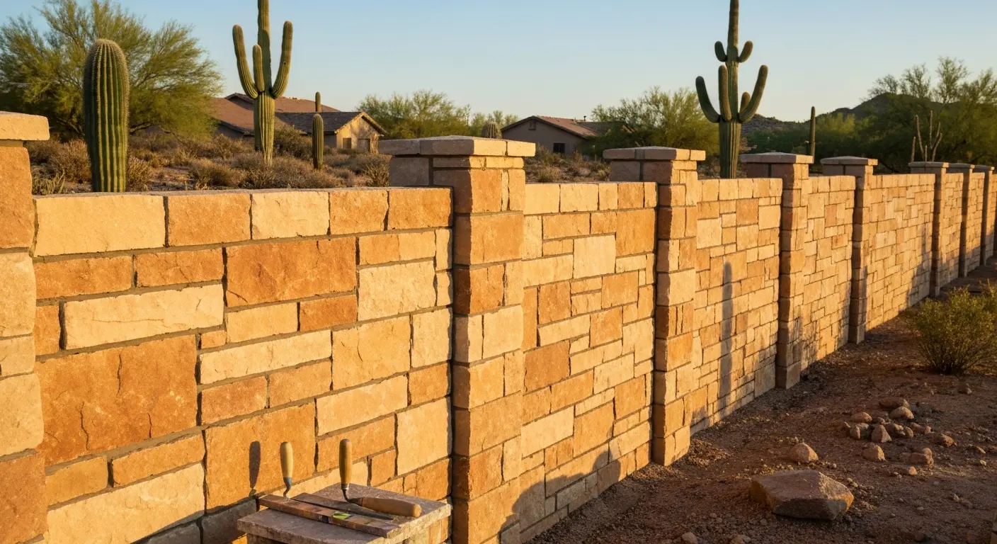 Masonry fence wall