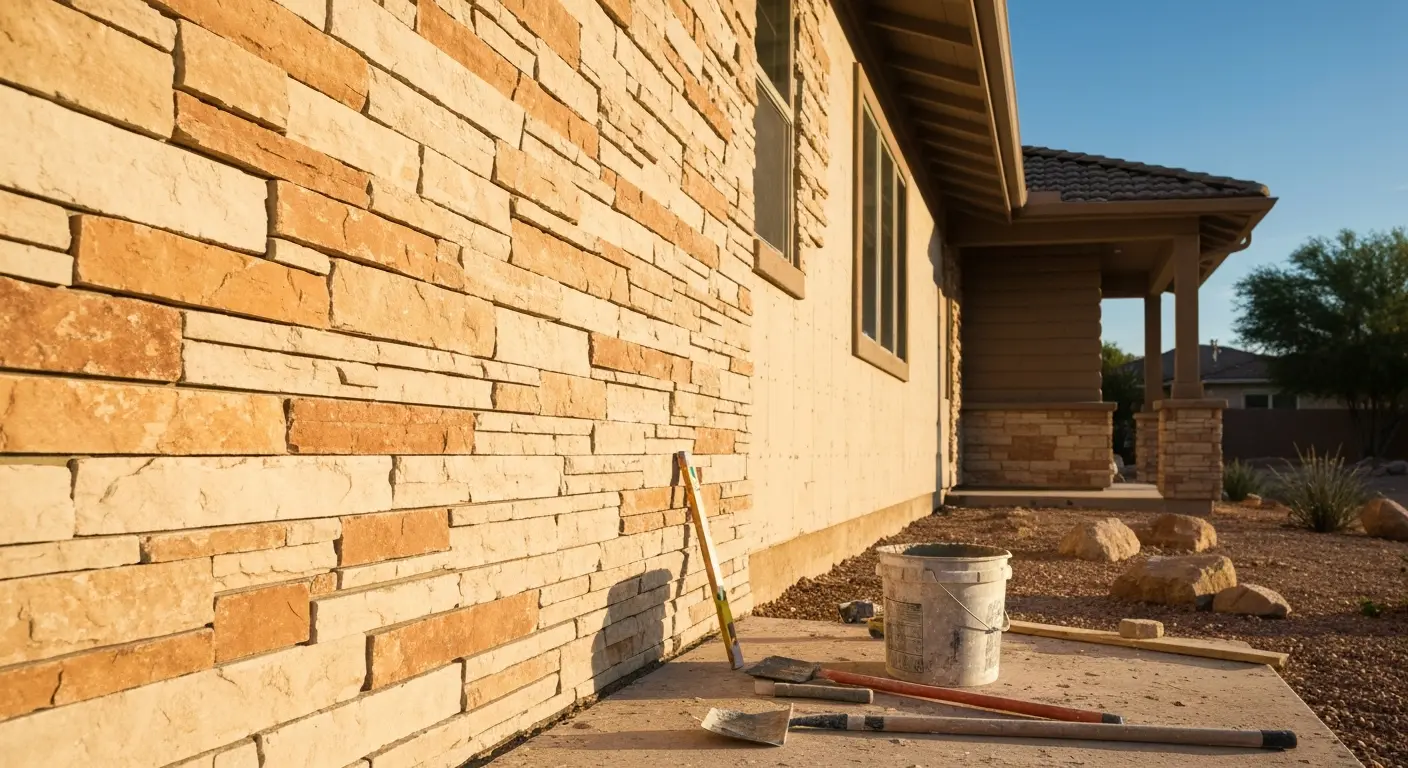 Stone veneer installation