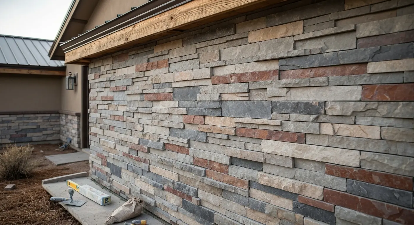 Stone veneer finish on house in Show Low