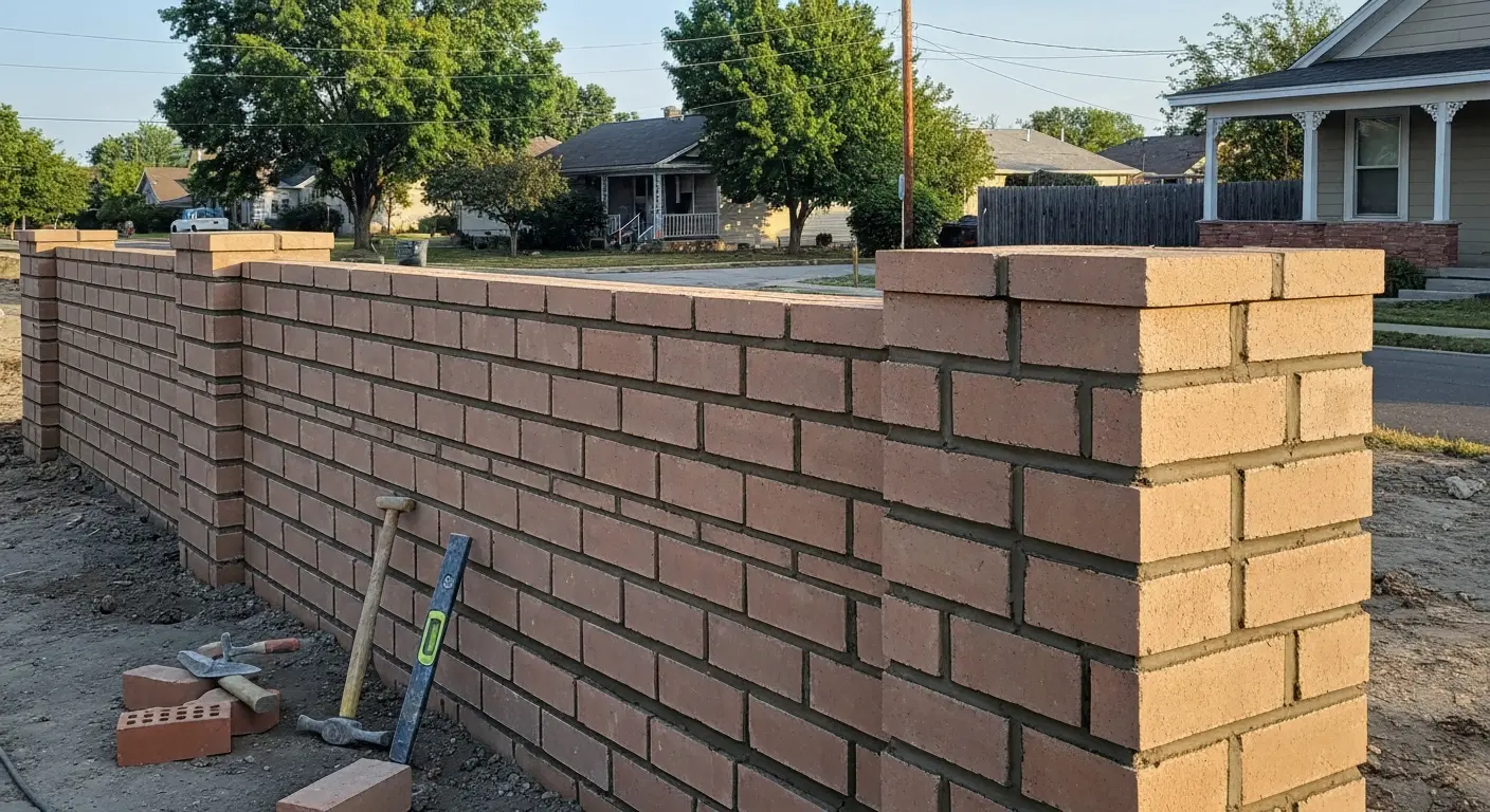 Masonry fence wall construction