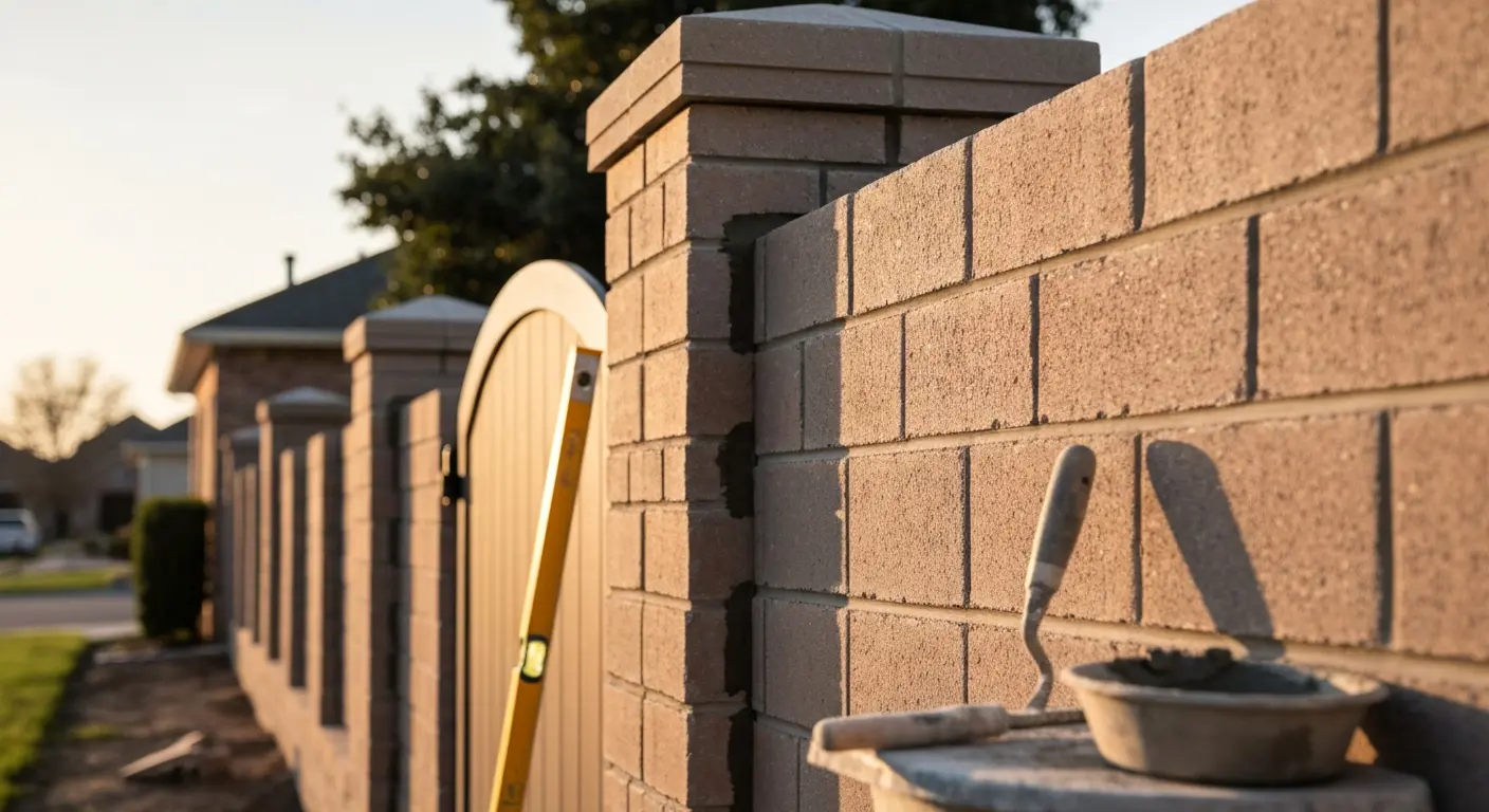 Masonry fence and gate detail