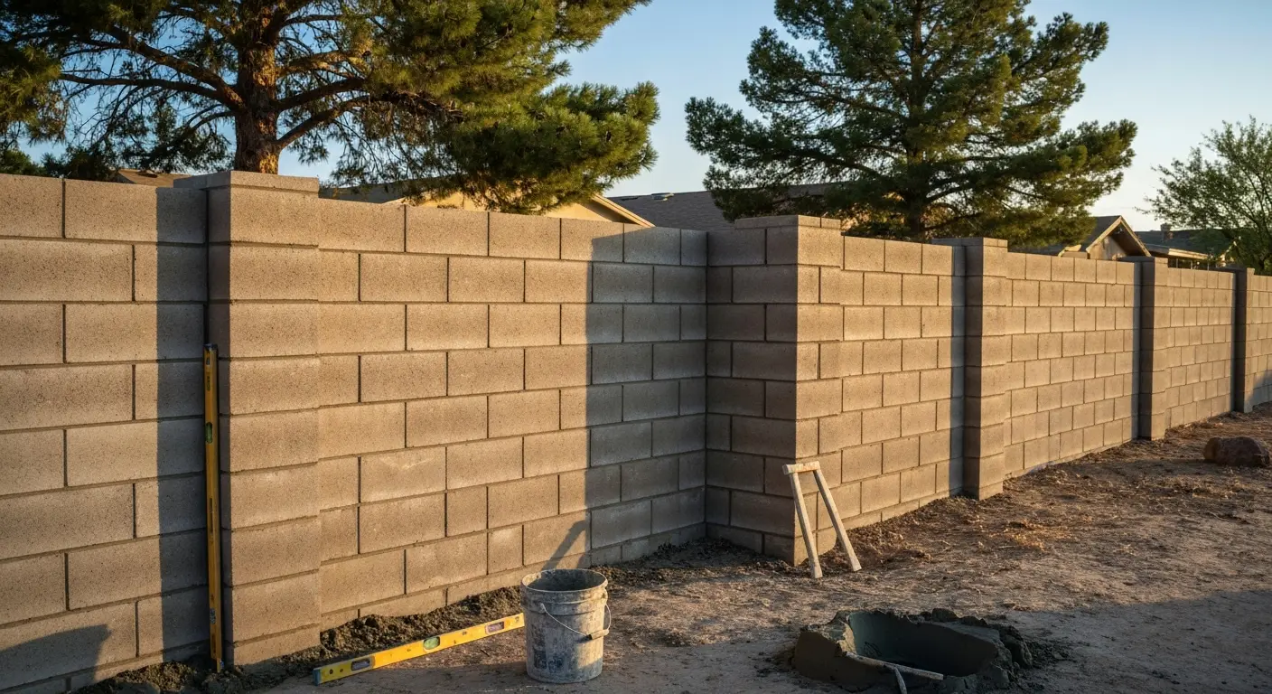 Masonry fence wall in Show Low neighborhood