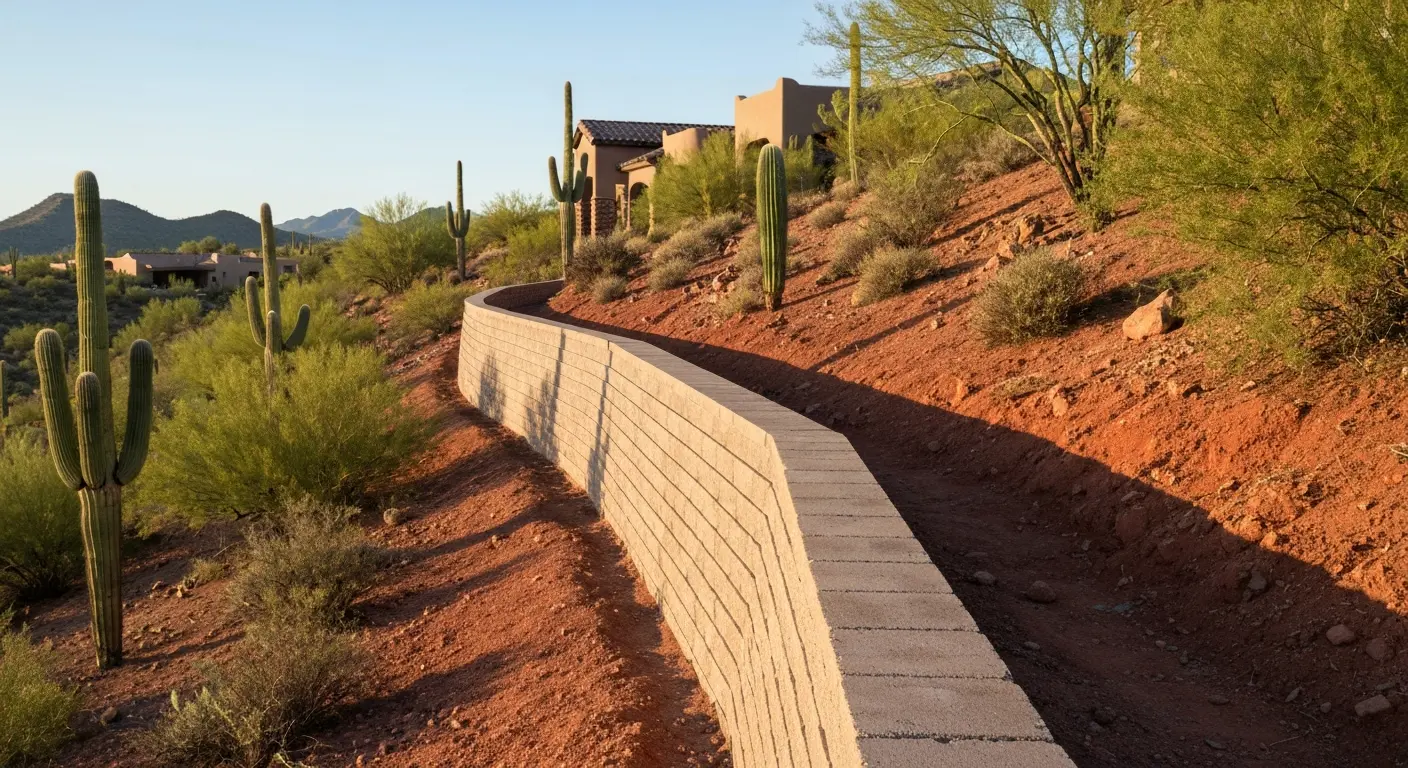 Hillside retaining wall