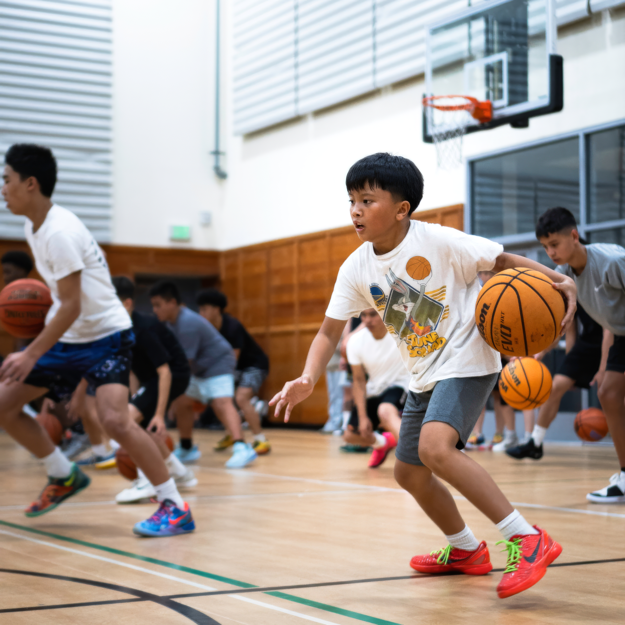Coach working with a player