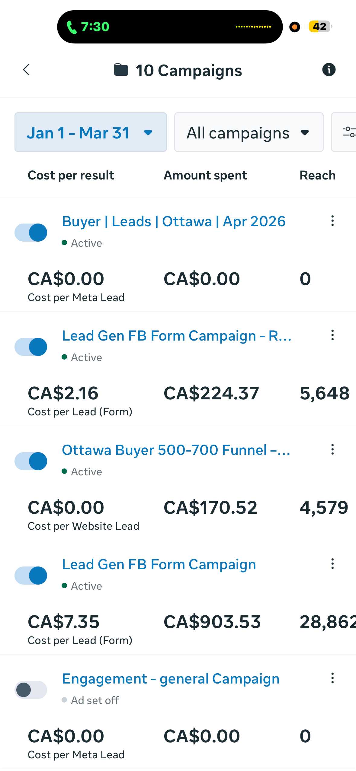 Facebook Ad Results 1