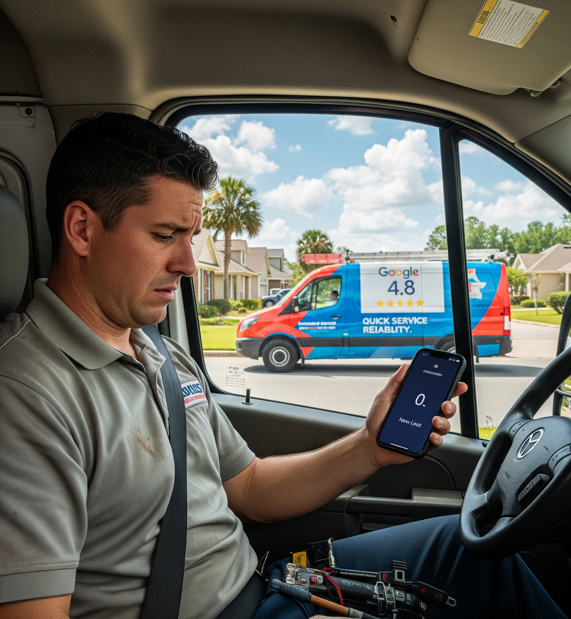 HVAC tech in Mobile, AL with no leads on phone