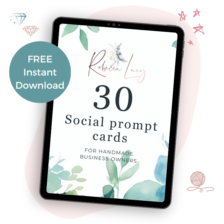 30 social media prompt cards for artisan handmade business owners