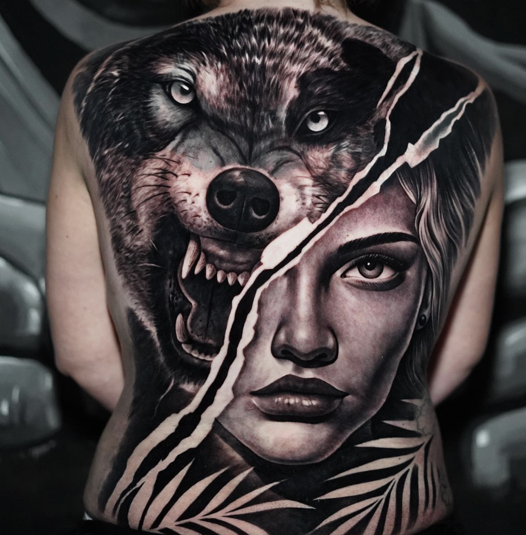 Tattoo shown with a demo client review
