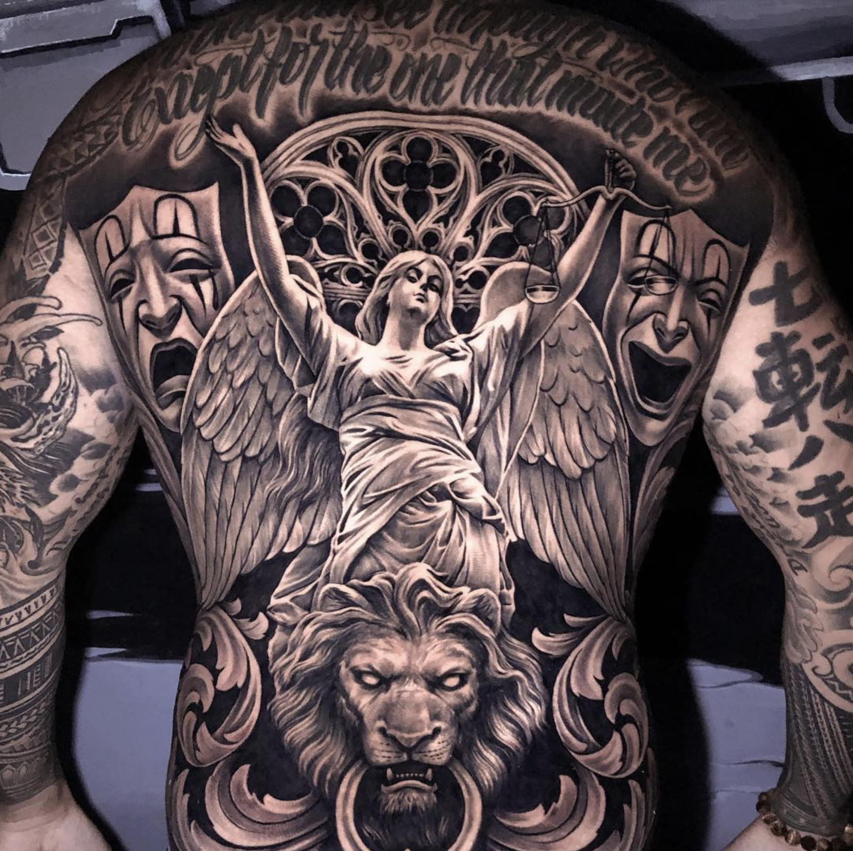 Tattoo shown with a demo client review