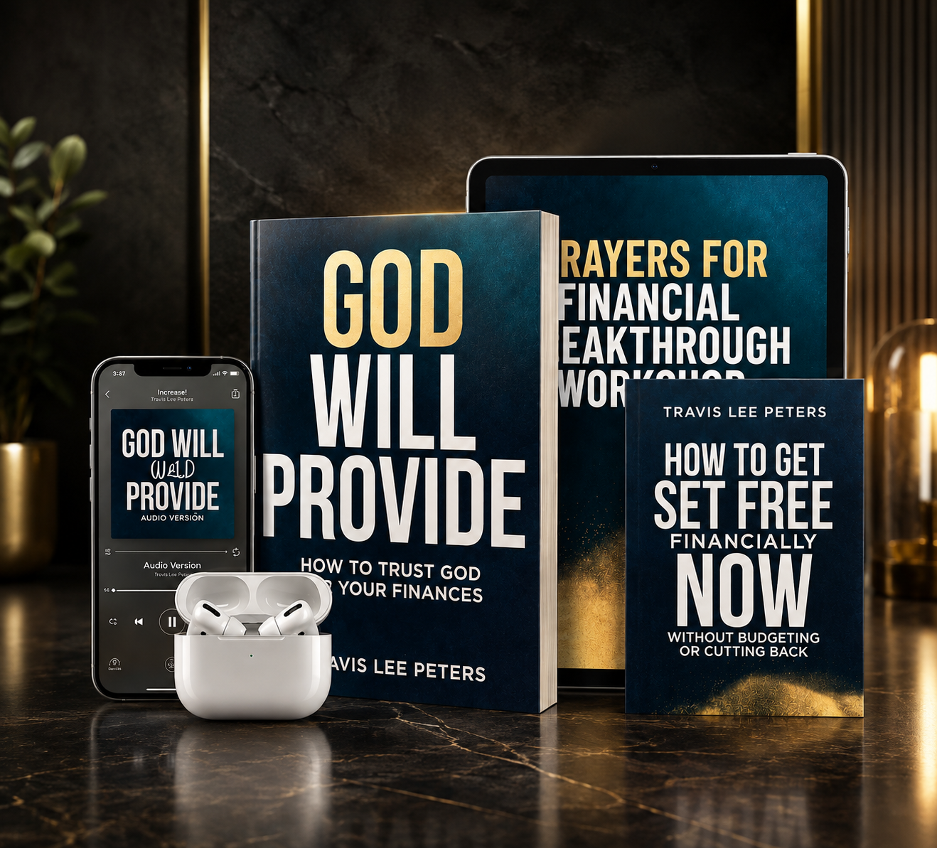 The God Will Provide bundle: the book, the audiobook, the Prayers for Financial Breakthrough workshop and the masterclass