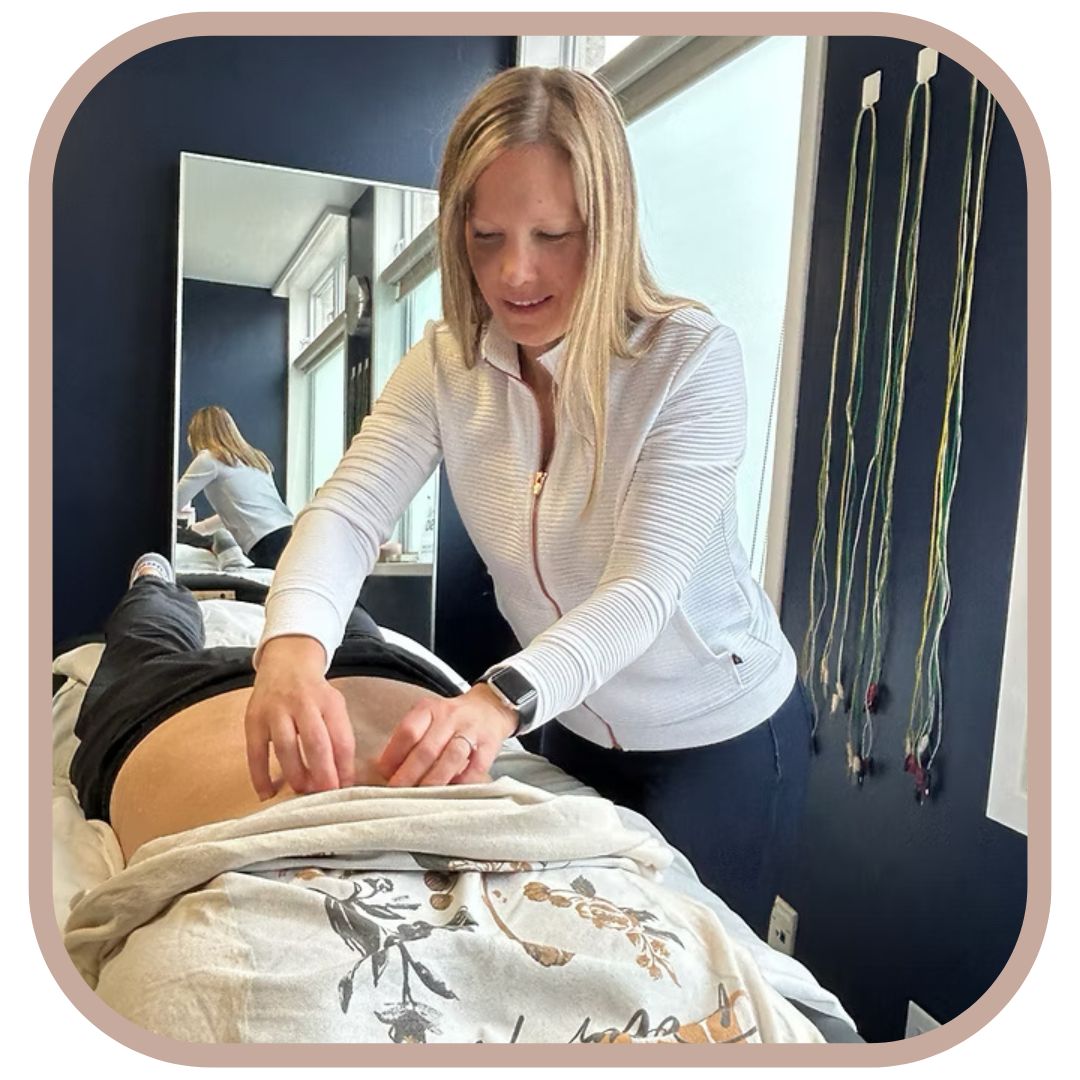 Karina Cranston, Registered Physical Therapist performing skin rolling on a patient