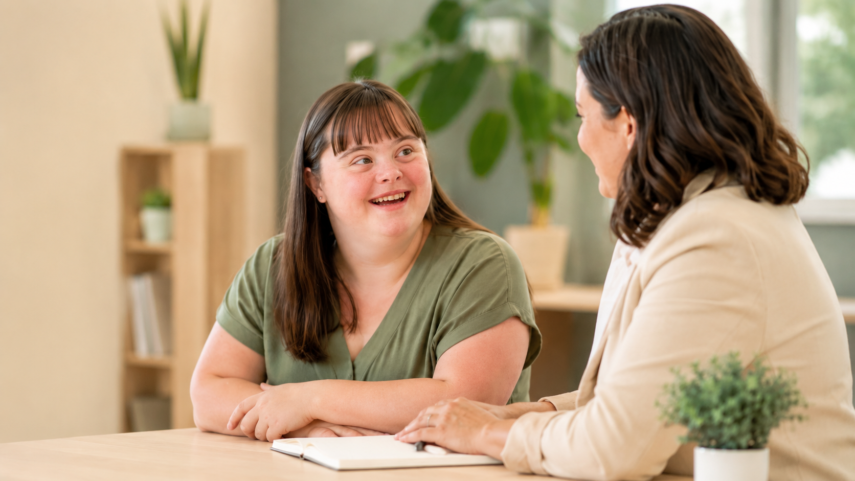 Support worker helping client