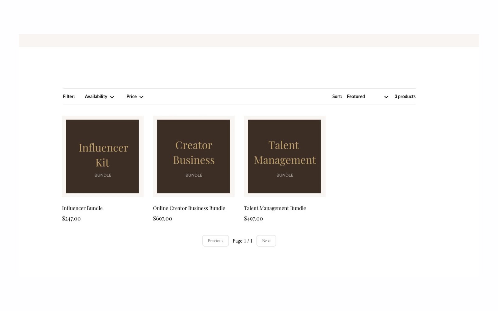 Digital product bundle store rebuilt natively with branded product cards