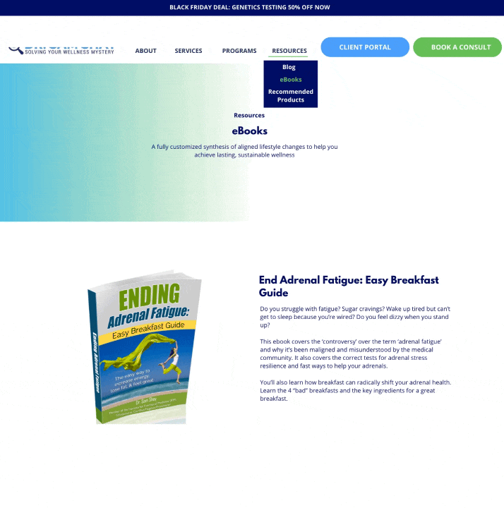 Lead-magnet funnel and rebuilt site page feeding directly into the CRM