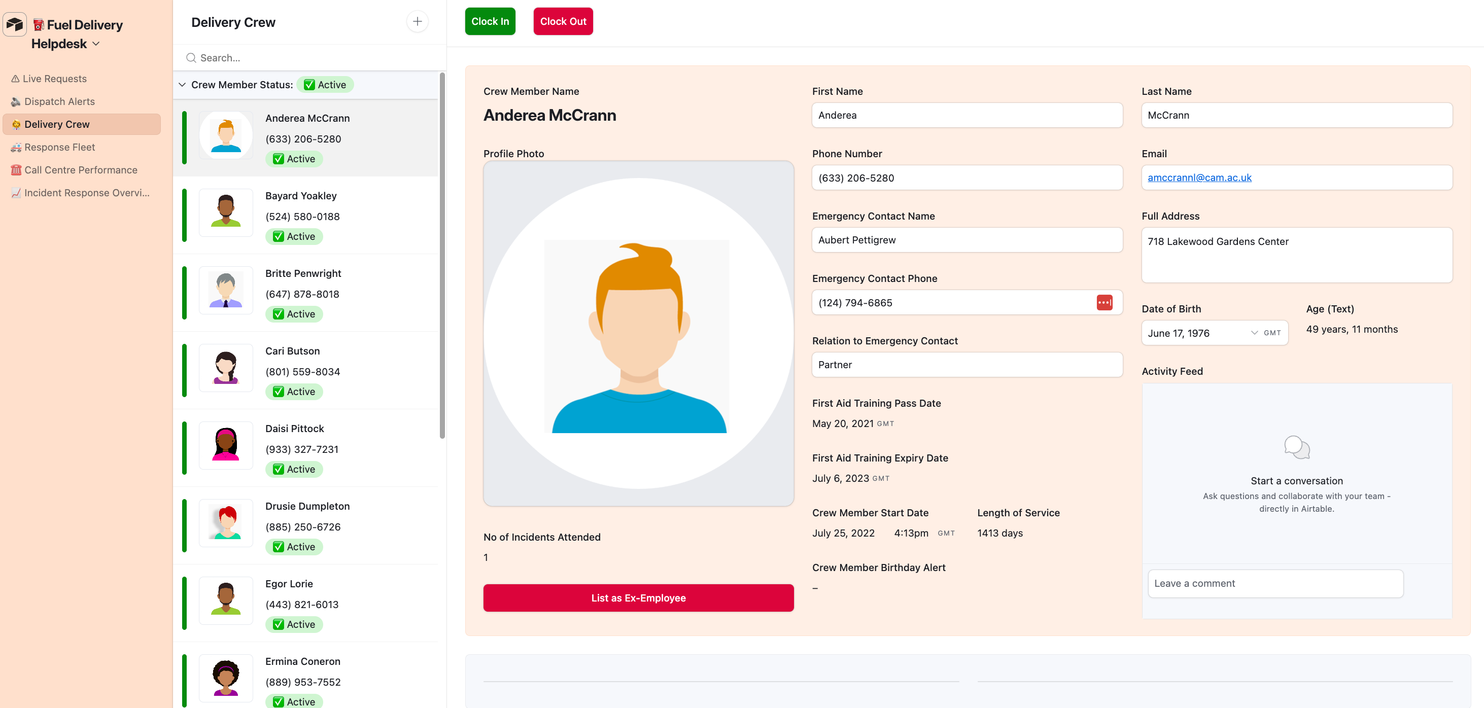 Field and status mapping synced between the app and the Airtable base
