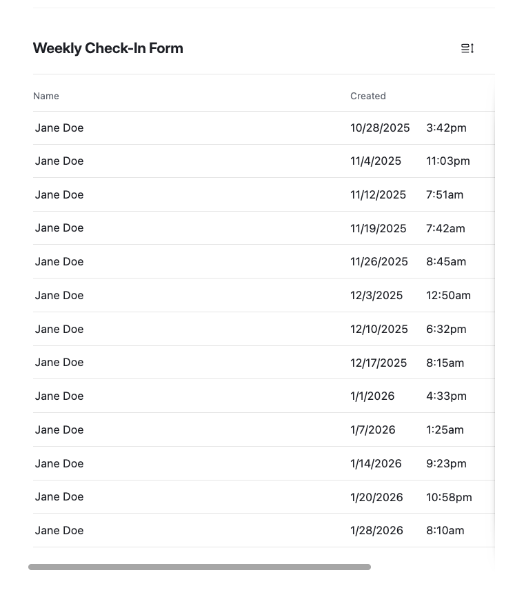 Weekly check-ins routed to the assigned coach as review tasks