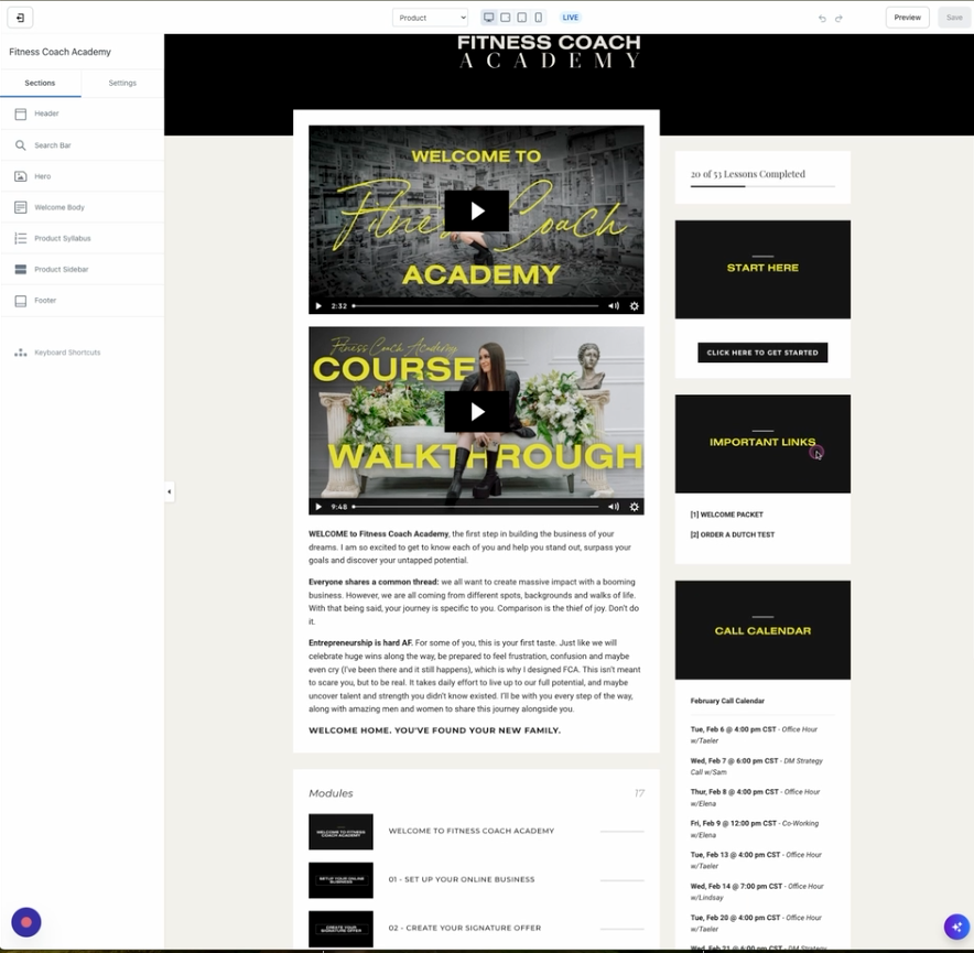 Kajabi course portal synced to HighLevel with private podcast feed