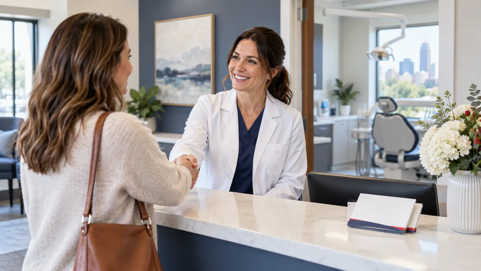 Omaha dentist welcoming a patient at a modern dental practice